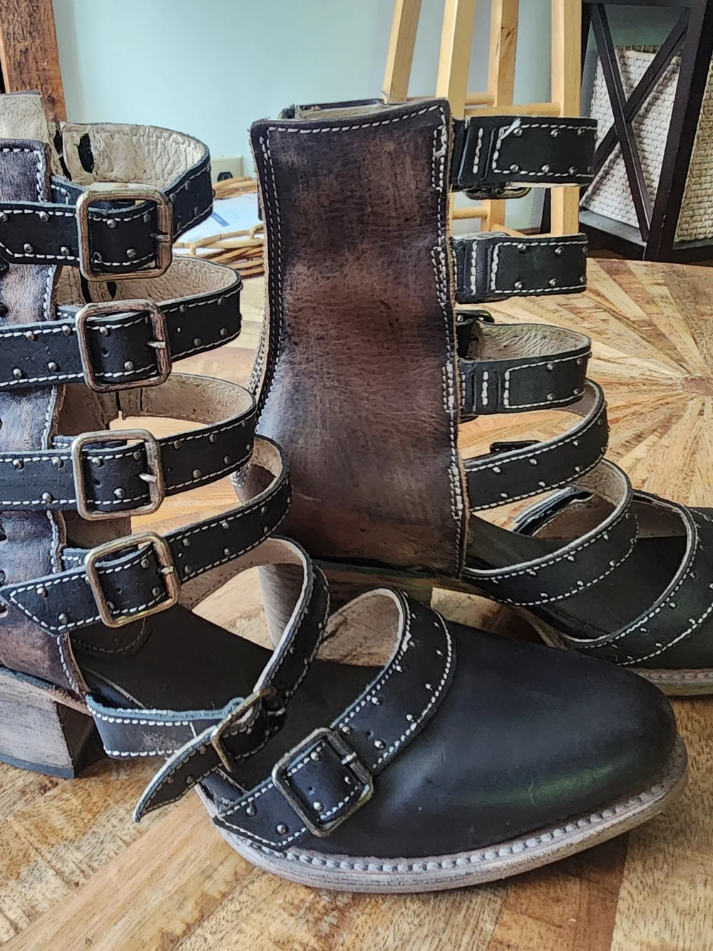 Freebird Salty Black Multi-Strap Studded Heels